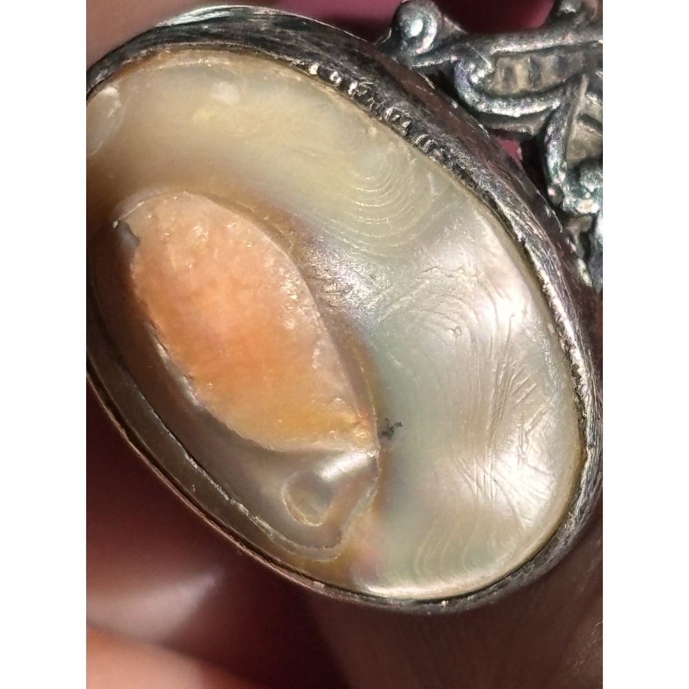 Antique Art Deco Sterling Blister Pearl Ring Size 7 - Picture 5 of 9